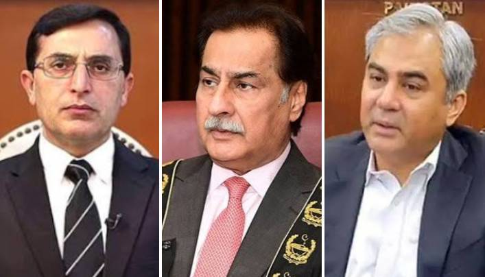 Delegations meeting in the National Assembly speaker's chamber in Islamabad