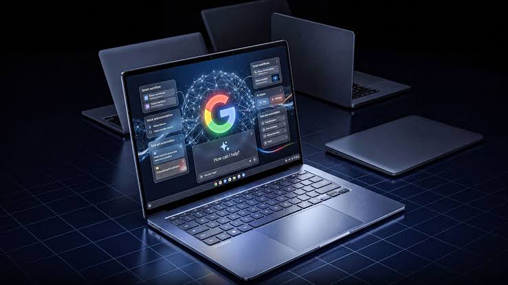 Googlebook laptop with Gemini AI features on screen