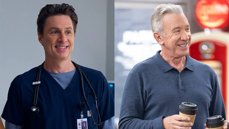 Scrubs revival cast at hospital corridor