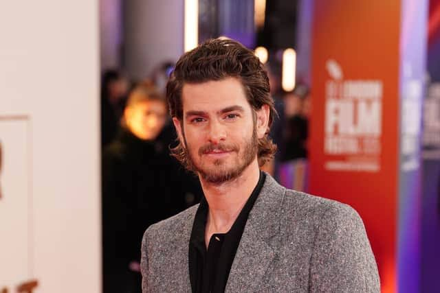 Photograph of Andrew Garfield from the film Artificial, in character as a technology executive